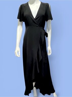 Altar'd State Black Springvale Faux Wrap Maxi Dress Medium